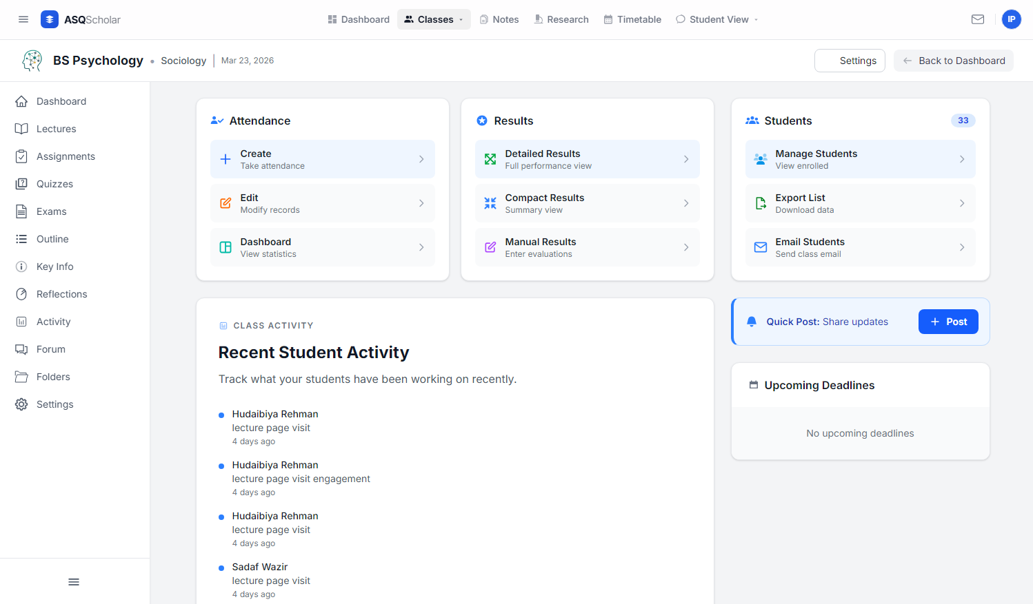 ASQscholar Dashboard Preview
